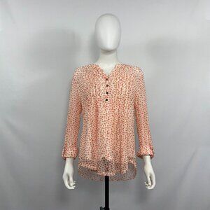 Cocomo Blouse Women Size L Dot Texture Ochre Semi-transparent White Background